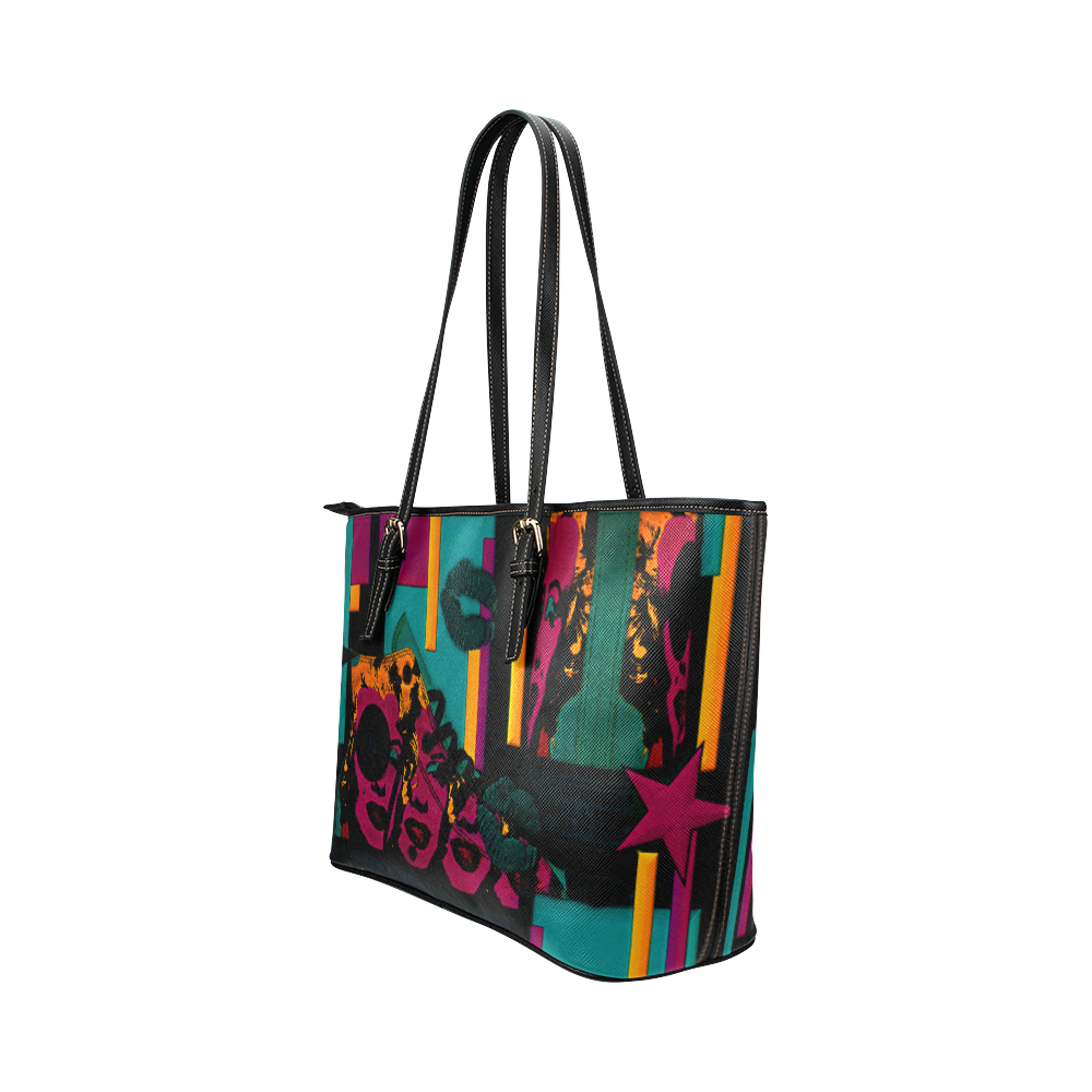 Pop Art Bag Leather Tote Bag/Large (Model 1651)