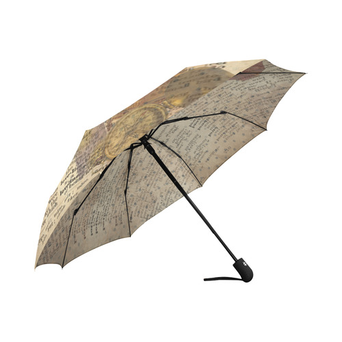 Brown Book Ephemera Auto-Foldable Umbrella (Model U04)