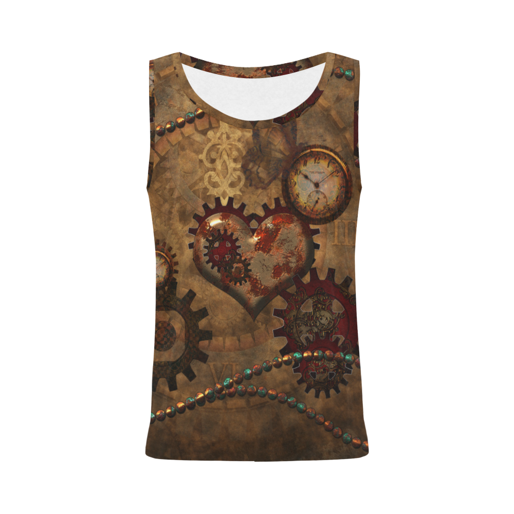 Steampunk, noble design clocks and gears All Over Print Tank Top for Women (Model T43)