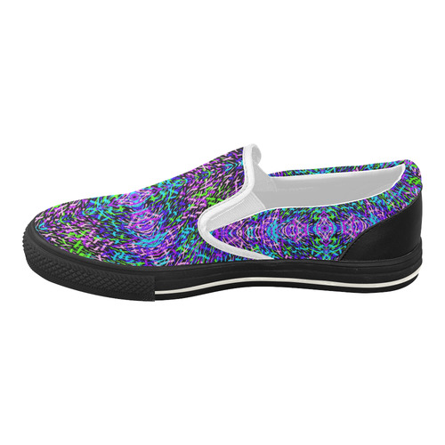 GrassWorld Blue, Purple, Green Design Slip On Shoes Women's Slip-on Canvas Shoes (Model 019)