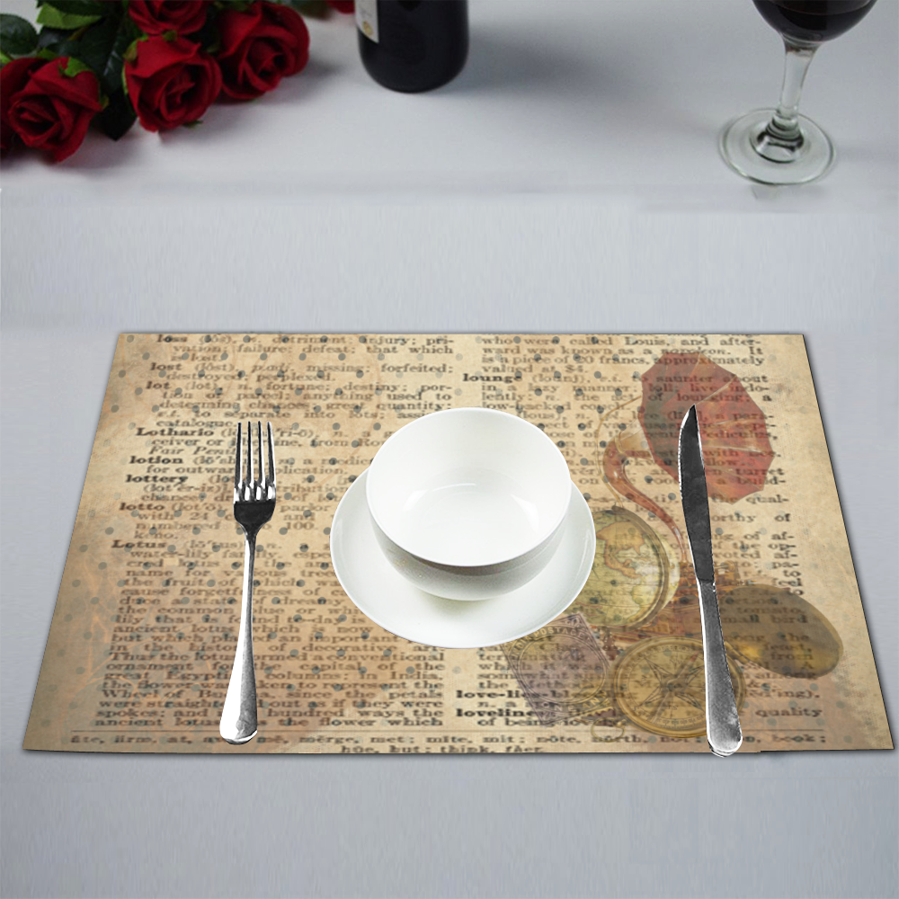 Brown Book Ephemera Placemat 12’’ x 18’’ (Set of 6)