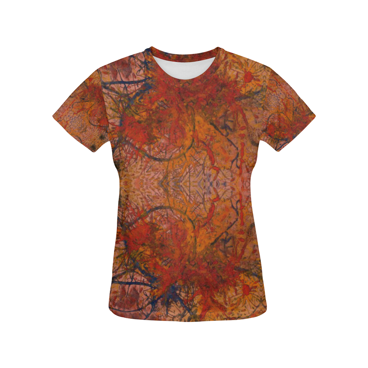 Flaming Flowers Art HotWaxed for Texture effect Top All Over Print T-Shirt for Women (USA Size) (Model T40)
