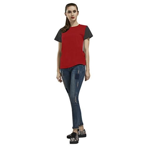Hairline chevrons on red VAS2 All Over Print T-Shirt for Women (USA Size) (Model T40)