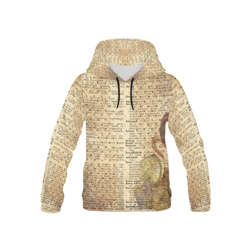 Brown Book Ephemera All Over Print Hoodie for Kid (USA Size) (Model H13)