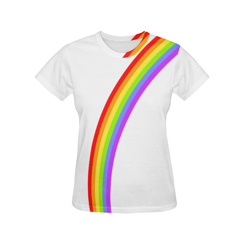 Rainbow on white VAS2 All Over Print T-Shirt for Women (USA Size) (Model T40)