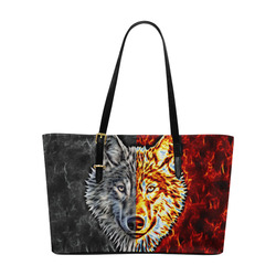 A Graceful WOLF Looks Into Your Eyes Two-colored Euramerican Tote Bag/Large (Model 1656)