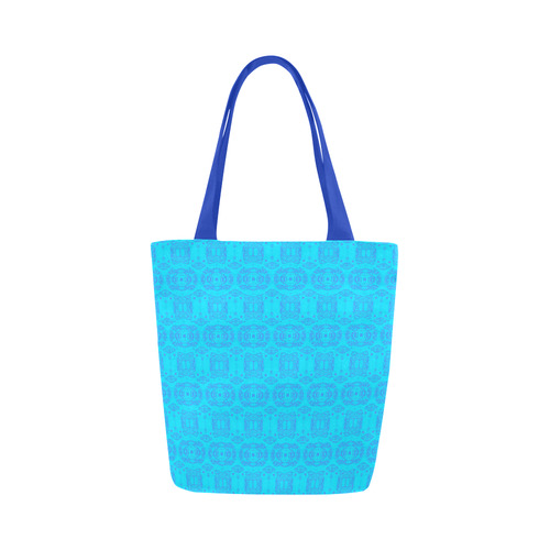 Abstract Blue and Turquoise Damask Canvas Tote Bag (Model 1657)