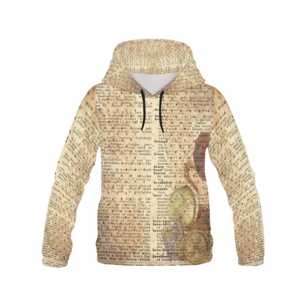 Brown Book Ephemera All Over Print Hoodie for Men (USA Size) (Model H13)
