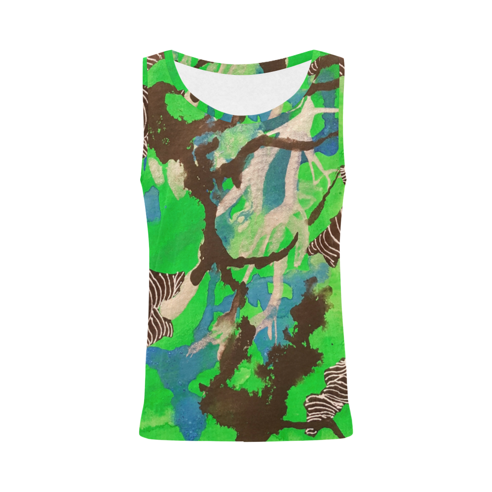 Green Abstract All Over Print Tank Top for Women (Model T43)