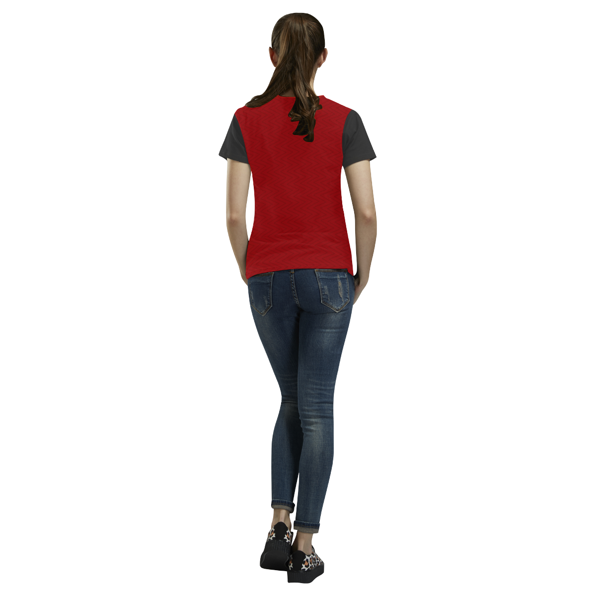 Hairline chevrons on red VAS2 All Over Print T-Shirt for Women (USA Size) (Model T40)
