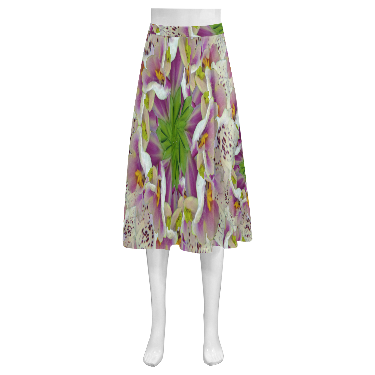 Digitalis Purpurea Flora Mnemosyne Women's Crepe Skirt (Model D16)