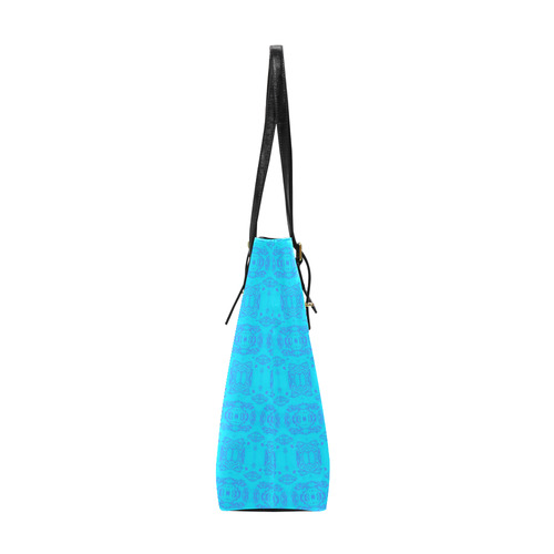 Blue and Turquoise Abstract Damask Pattern Euramerican Tote Bag/Small (Model 1655)
