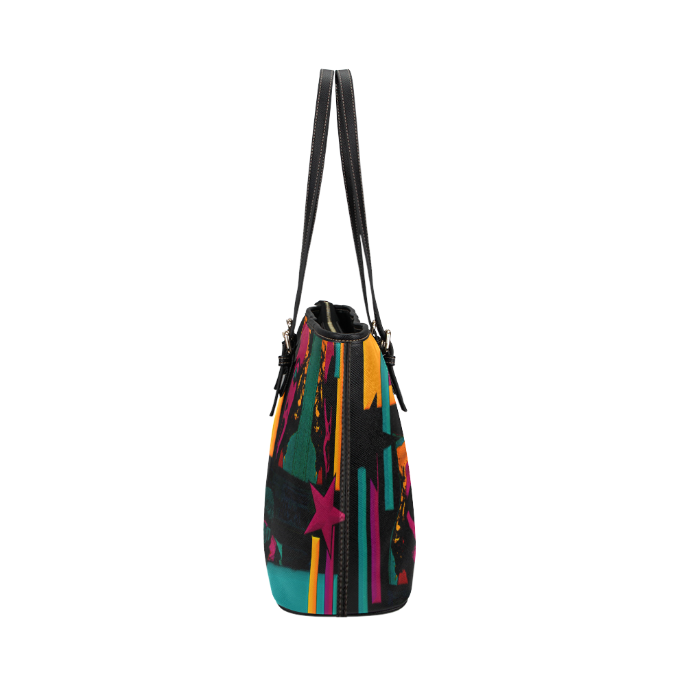 Pop Art Bag Leather Tote Bag/Large (Model 1651)