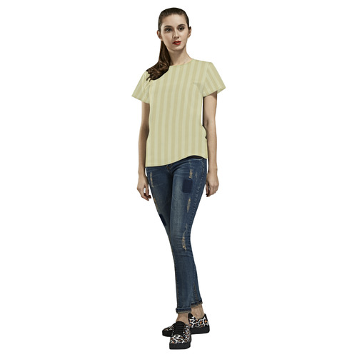 Beige stripes VAS2 All Over Print T-Shirt for Women (USA Size) (Model T40)