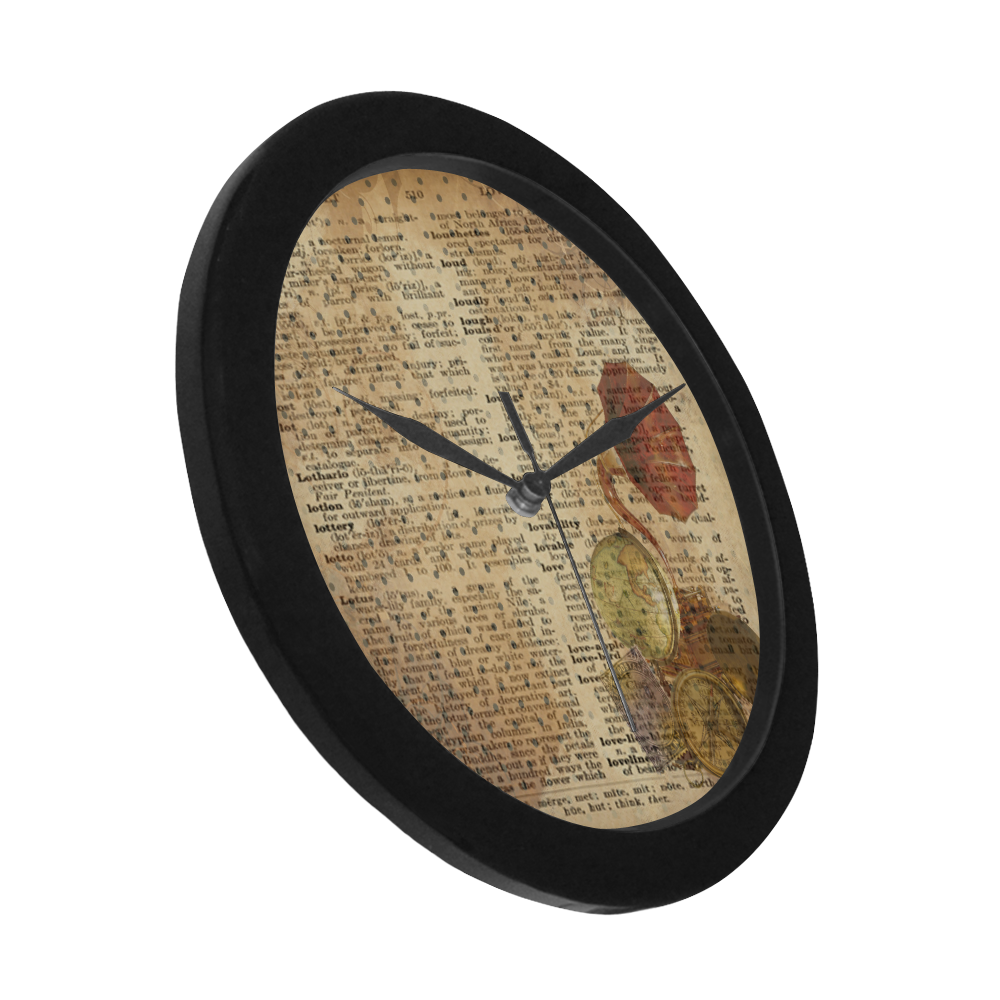 Brown Book Ephemera Circular Plastic Wall clock