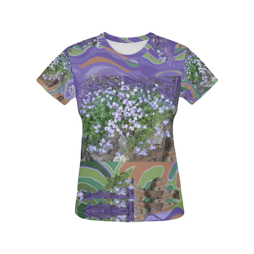 Purple Flower Photo Art Top All Over Print T-Shirt for Women (USA Size) (Model T40)
