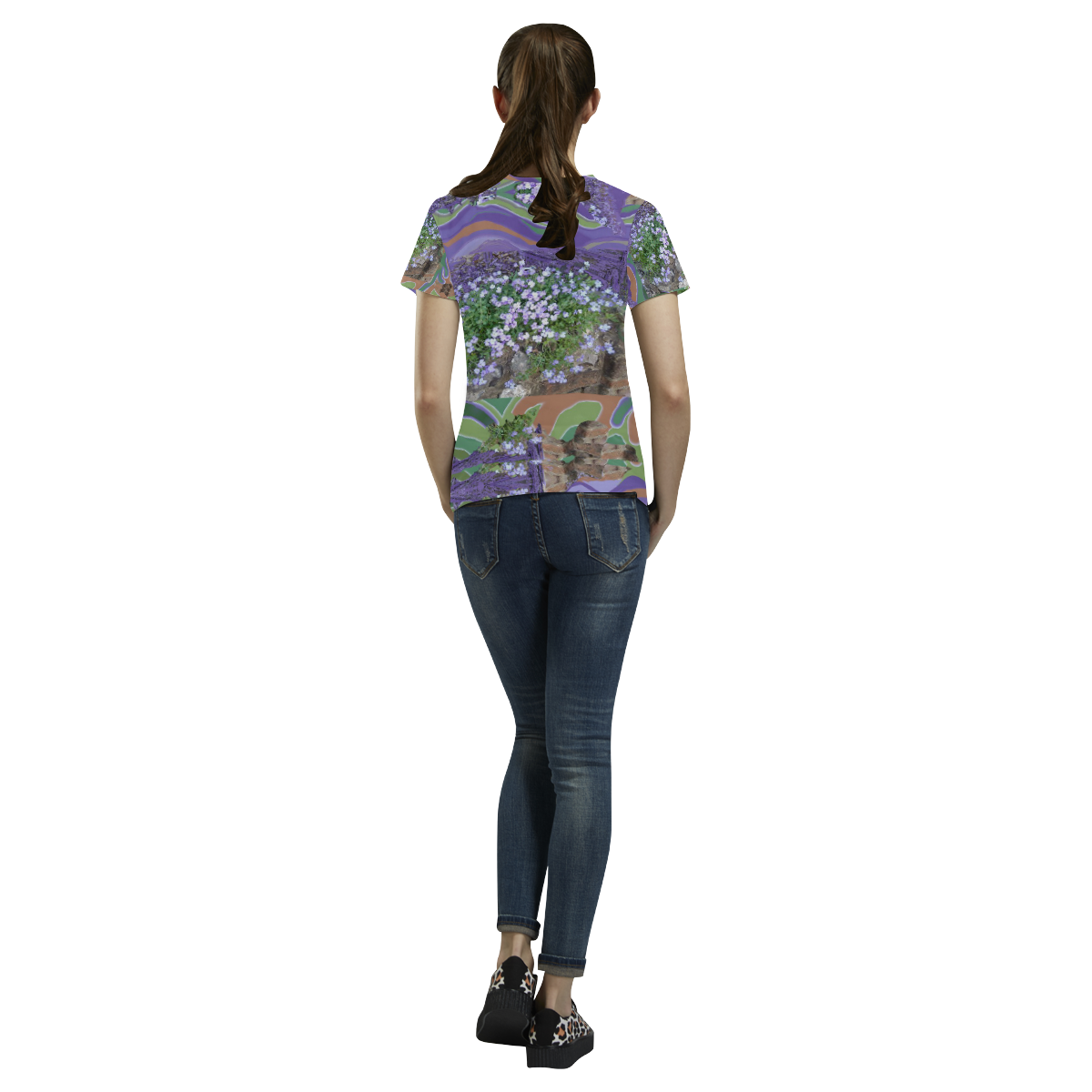 Purple Flower Photo Art Top All Over Print T-Shirt for Women (USA Size) (Model T40)