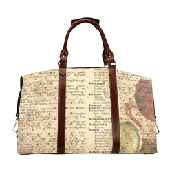 Brown Book Ephemera Classic Travel Bag (Model 1643) Remake