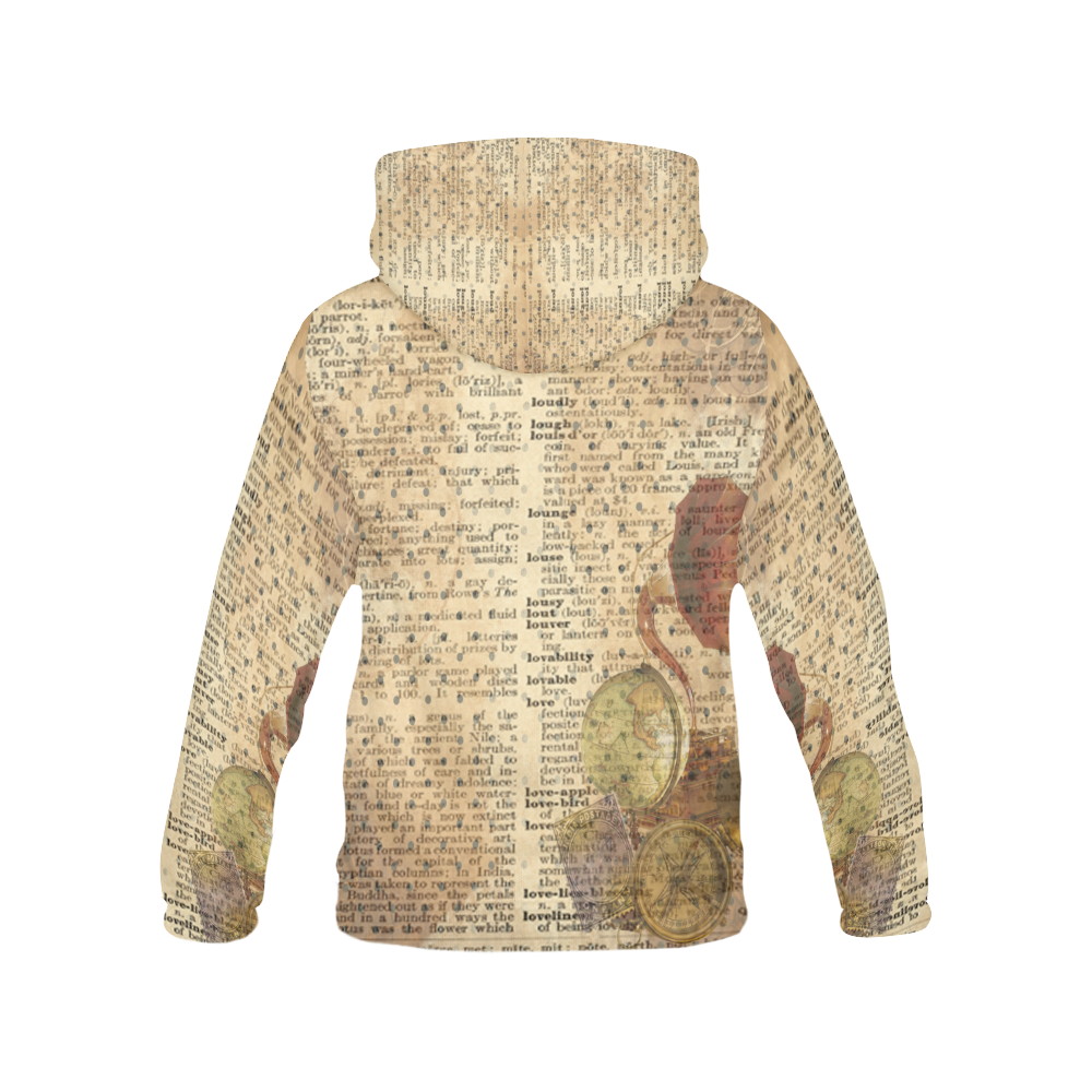 Brown Book Ephemera All Over Print Hoodie for Men (USA Size) (Model H13)