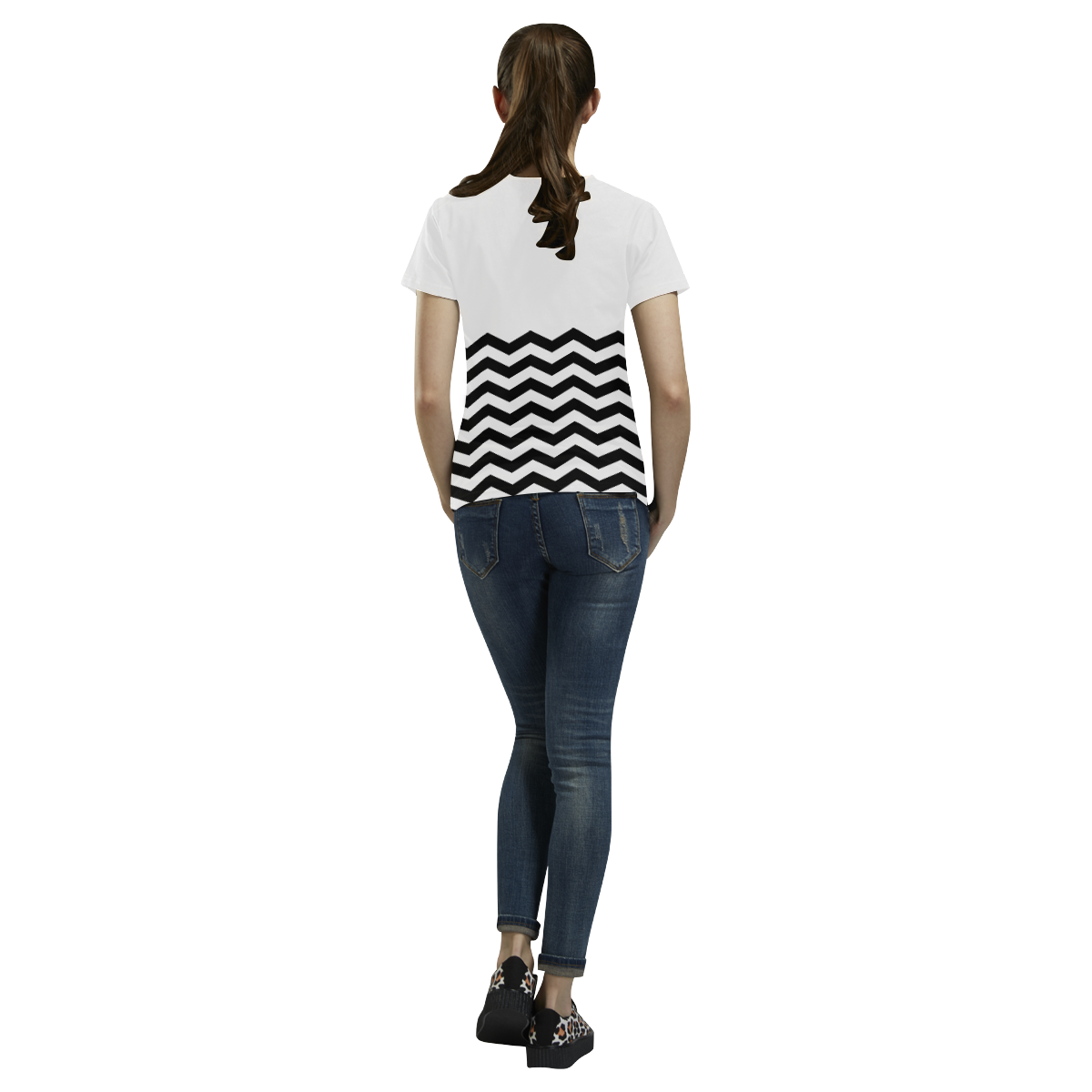 Chevrons black & white VAS2 All Over Print T-Shirt for Women (USA Size) (Model T40)