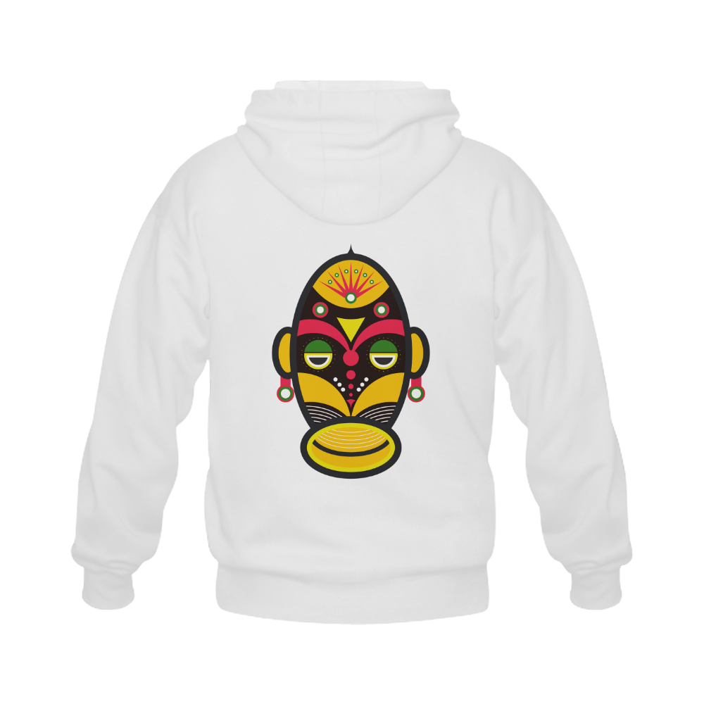 African Traditional Tribal Mask Illustration Gildan Full Zip Hooded Sweatshirt (Model H02)