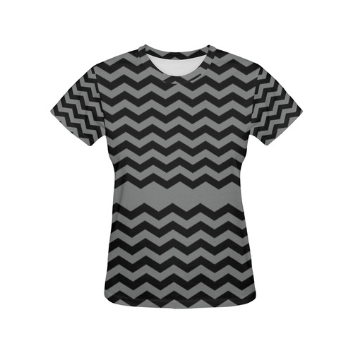 Chevrons black & gray VAS2 All Over Print T-Shirt for Women (USA Size) (Model T40)