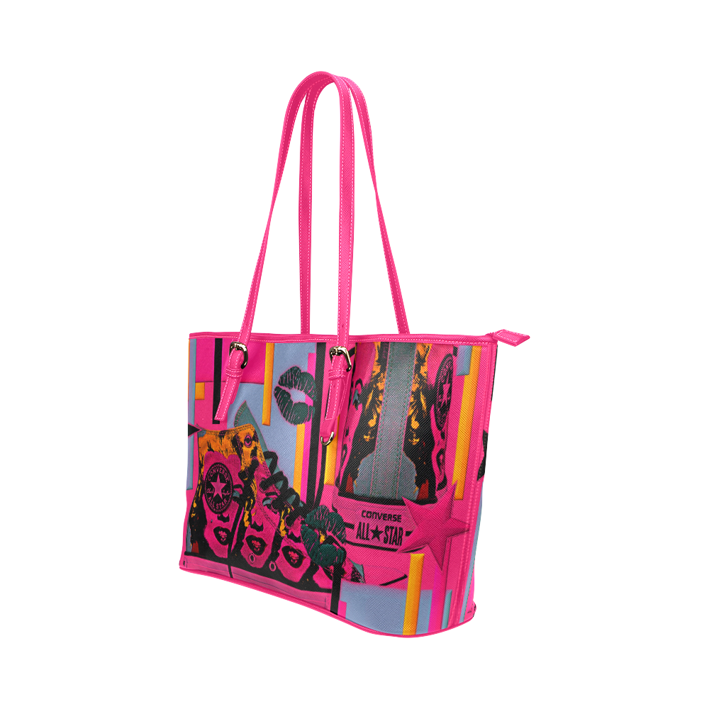 Pop Art Bag Leather Tote Bag/Large (Model 1651)