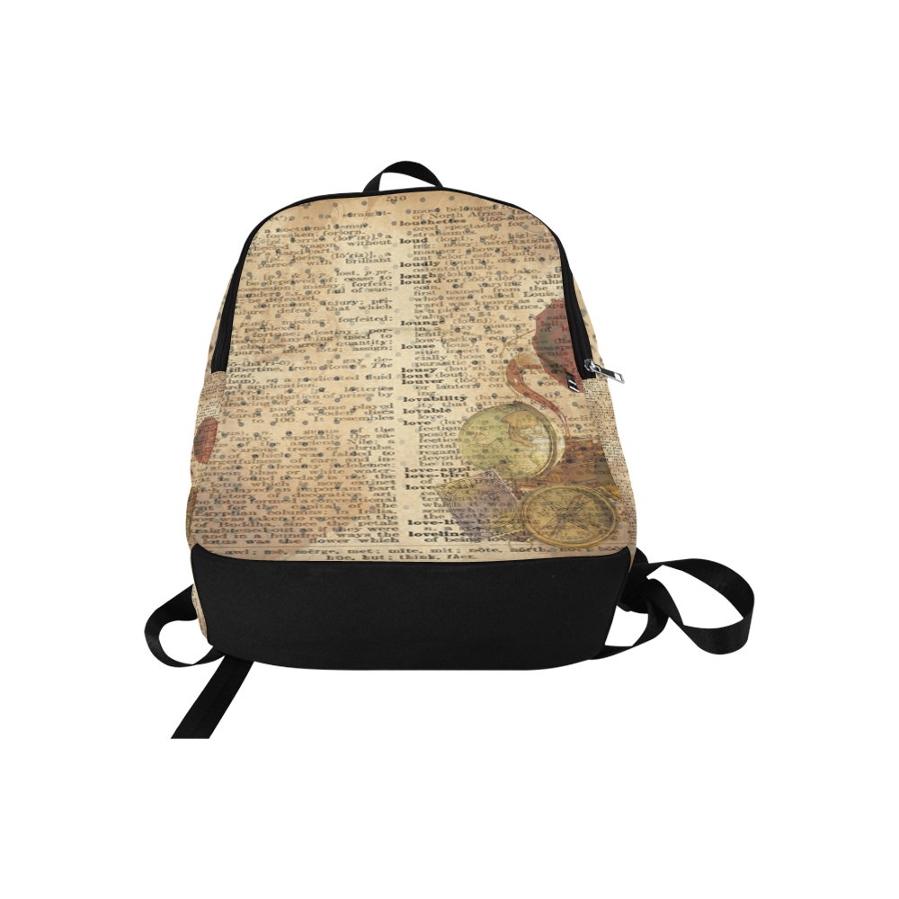 Brown Book Ephemera Fabric Backpack for Adult (Model 1659)