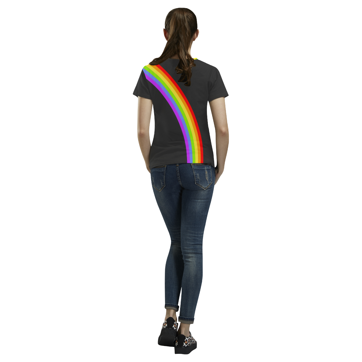 Rainbow on black VAS2 All Over Print T-Shirt for Women (USA Size) (Model T40)