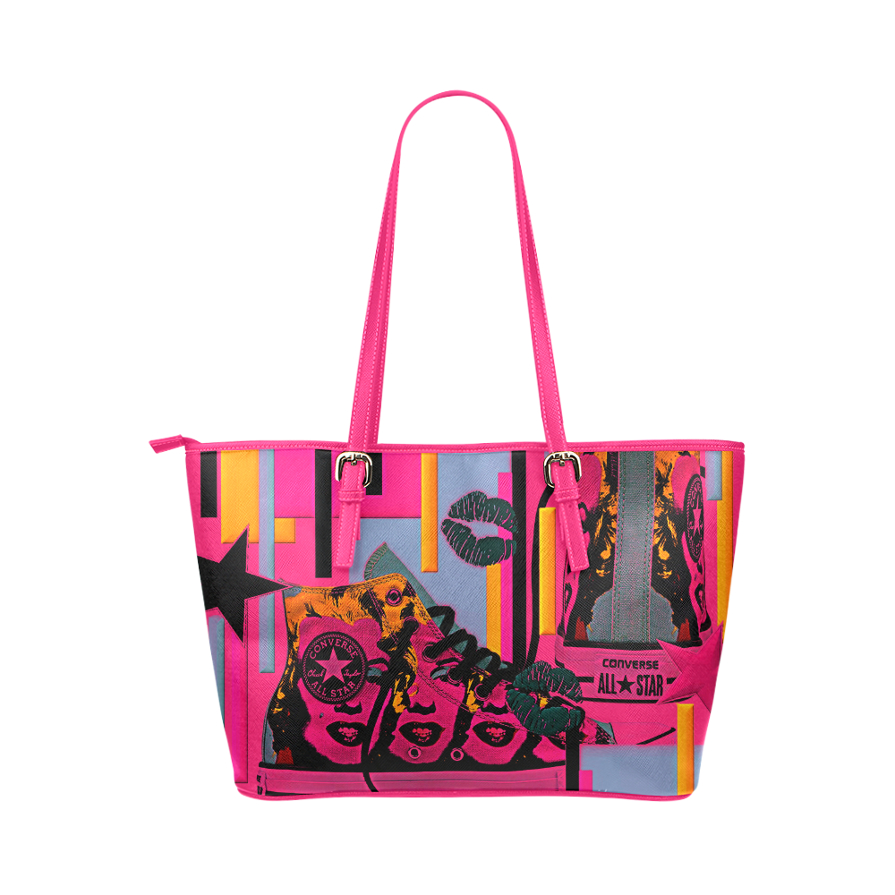 Pop Art Bag Leather Tote Bag/Large (Model 1651)