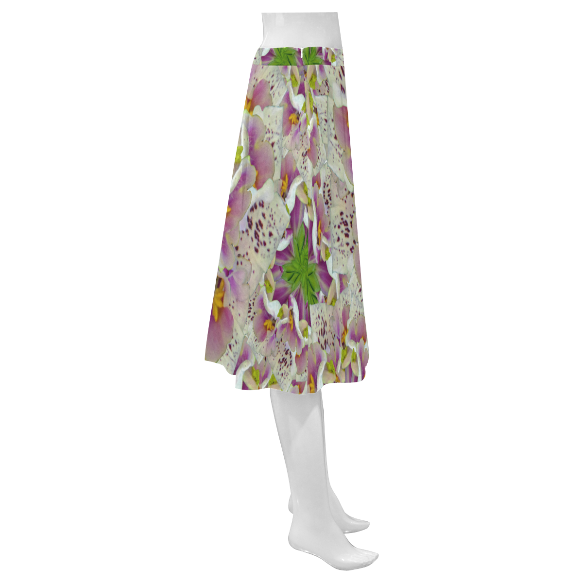 Digitalis Purpurea Flora Mnemosyne Women's Crepe Skirt (Model D16)