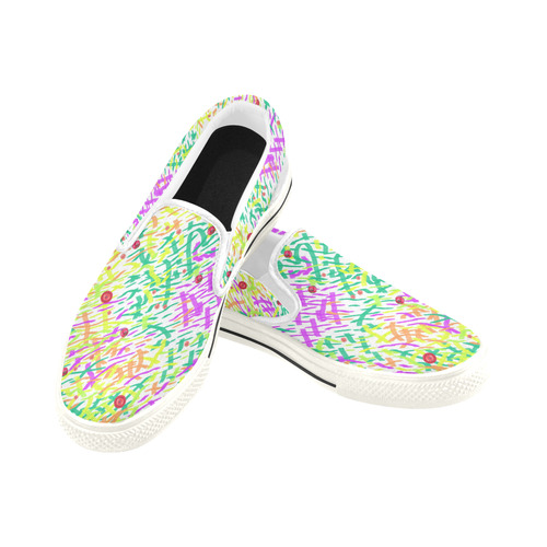 GrassWorld with Poppies Art Slip On Shoes Women's Slip-on Canvas Shoes (Model 019)
