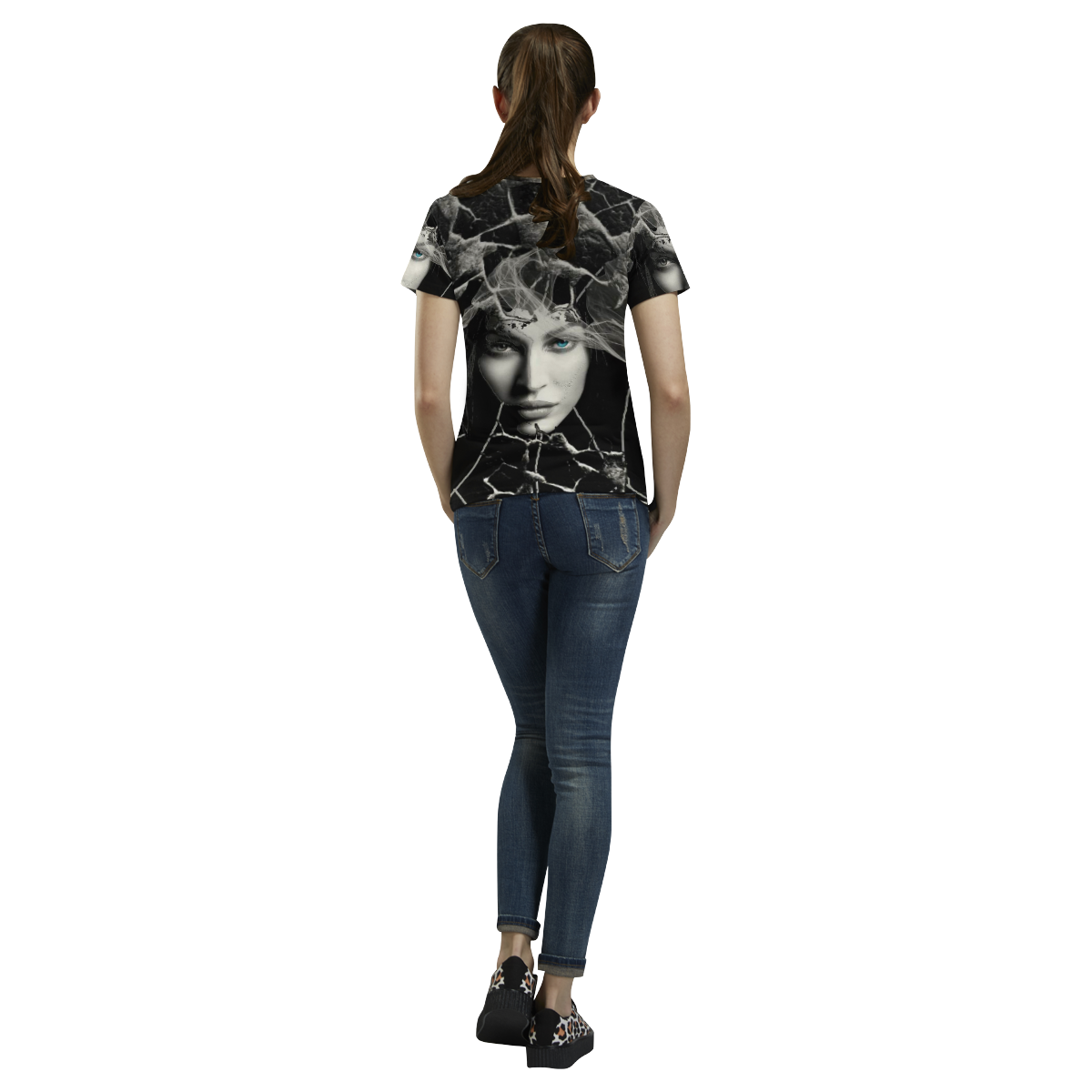 Black Mystery All Over Print T-Shirt for Women (USA Size) (Model T40)