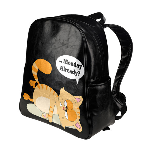 Even Cat Hates Monday Multi-Pockets Backpack (Model 1636)