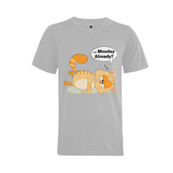 Even Cat Hates Monday Men's V-Neck T-shirt  Big Size(USA Size) (Model T10)