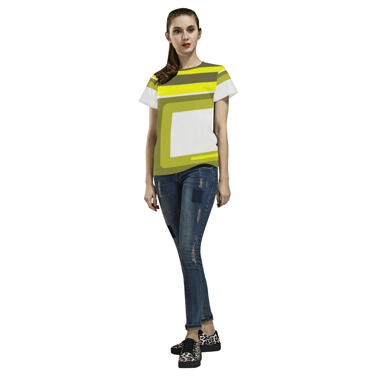Yellow Abstract All Over Print T-Shirt for Women (USA Size) (Model T40)