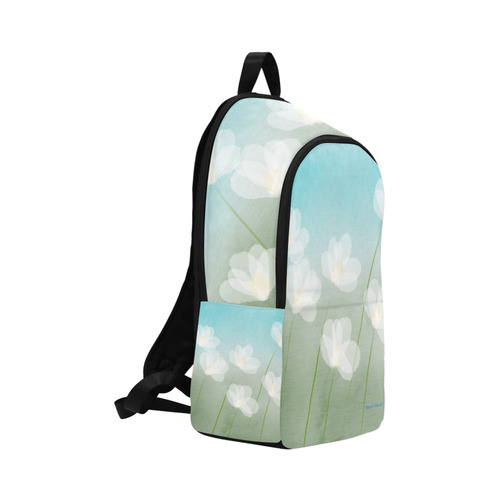 White Flowers. Inspired by the Magic Island of Gotland. Fabric Backpack for Adult (Model 1659)