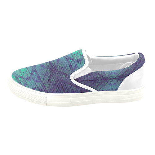 Sci-Fi Dream Blue Geometric design Women's Unusual Slip-on Canvas Shoes (Model 019)