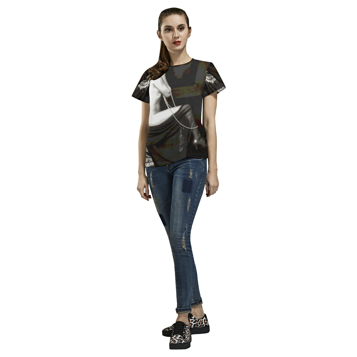 Nude Vintage All Over Print T-Shirt for Women (USA Size) (Model T40)