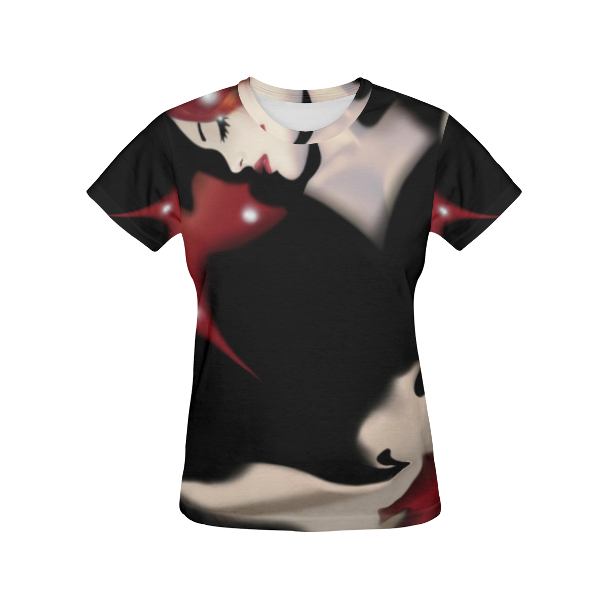 Beautiful Red Girl All Over Print T-Shirt for Women (USA Size) (Model T40)