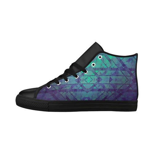 Sci-Fi Dream Blue Geometric design Aquila High Top Microfiber Leather Men's Shoes/Large Size (Model 032)