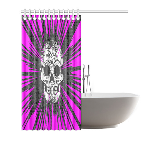 skull and pink by JamColors Shower Curtain 72"x72"