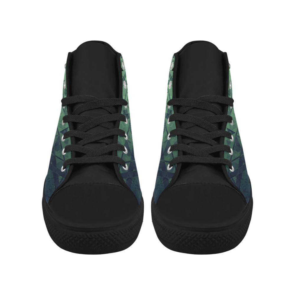Sci-Fi Green Monster  Geometric design Aquila High Top Microfiber Leather Men's Shoes (Model 032)