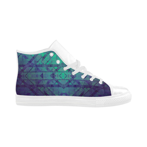 Sci-Fi Dream Blue Geometric design Aquila High Top Microfiber Leather Men's Shoes/Large Size (Model 032)