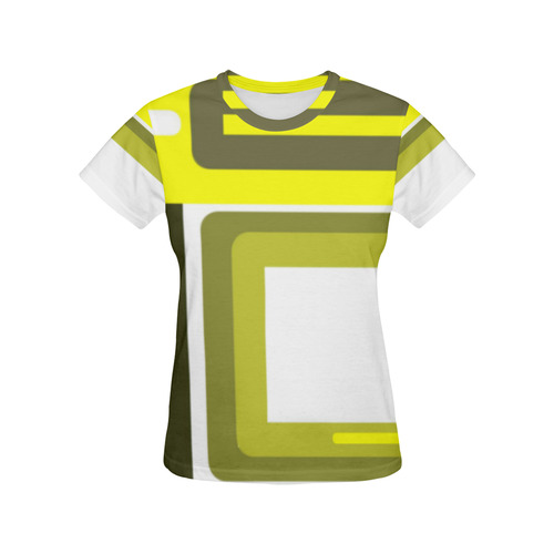 Yellow Abstract All Over Print T-Shirt for Women (USA Size) (Model T40)