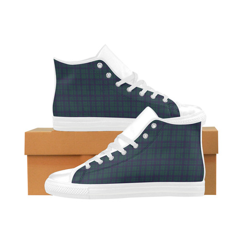 Green Plaid Hipster Style Aquila High Top Microfiber Leather Men's Shoes (Model 032)