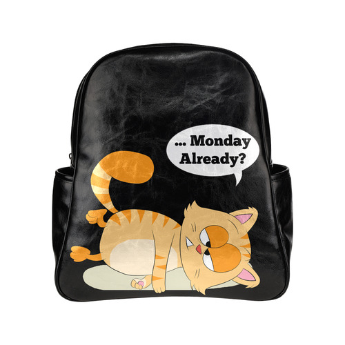 Even Cat Hates Monday Multi-Pockets Backpack (Model 1636)