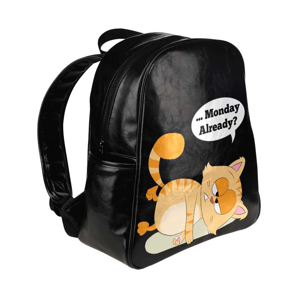 Even Cat Hates Monday Multi-Pockets Backpack (Model 1636)