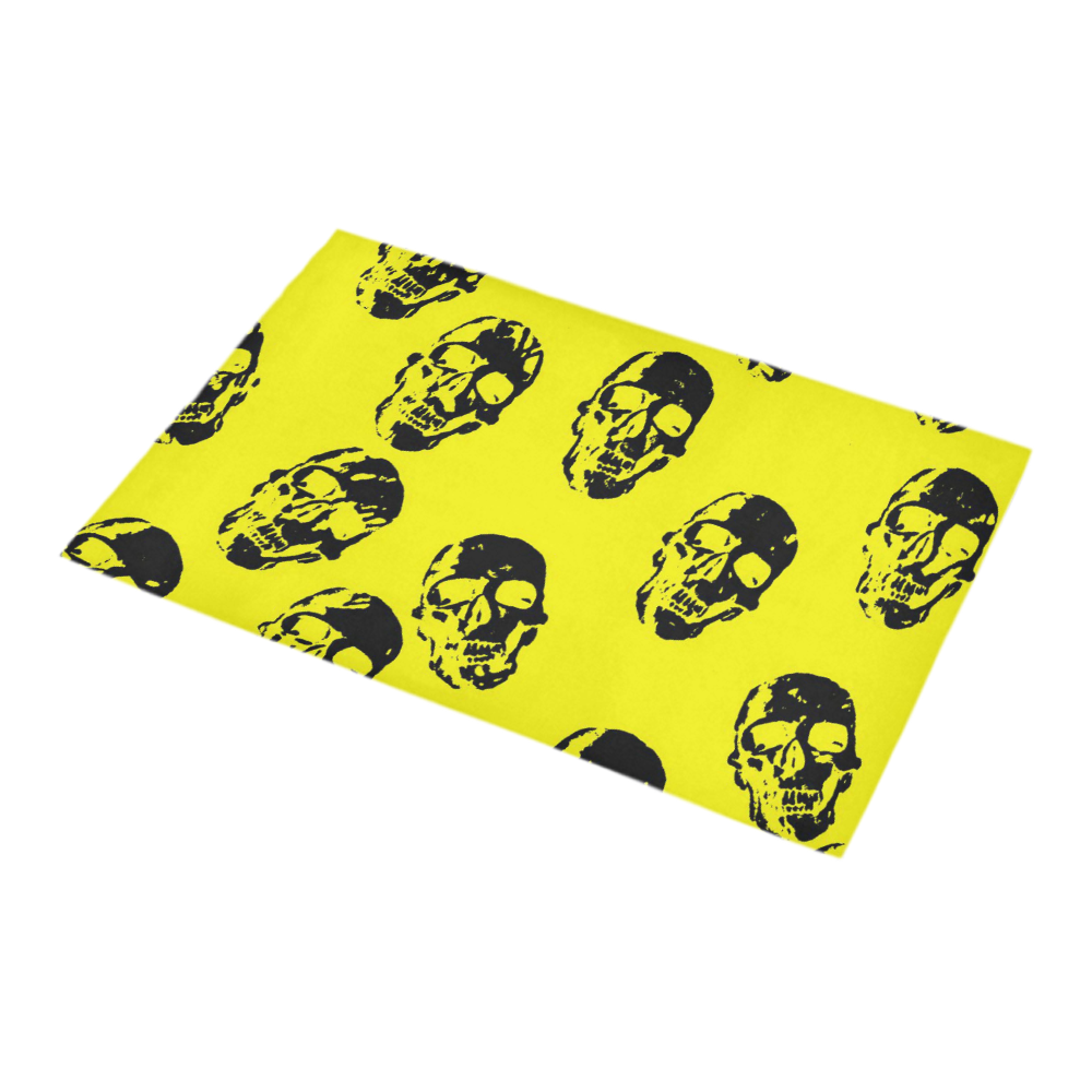 hot skulls, yellow by JamColors Bath Rug 16''x 28''