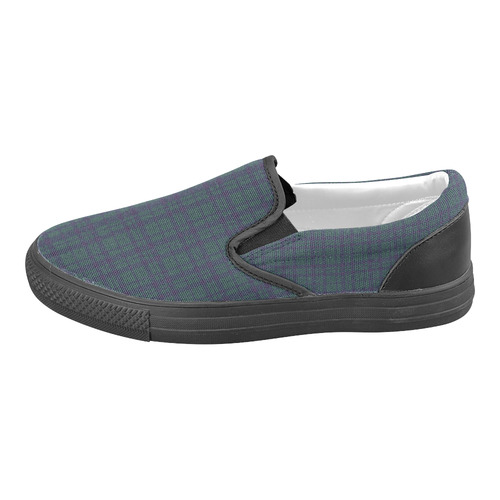 Green Plaid Rock Style Men's Slip-on Canvas Shoes (Model 019)